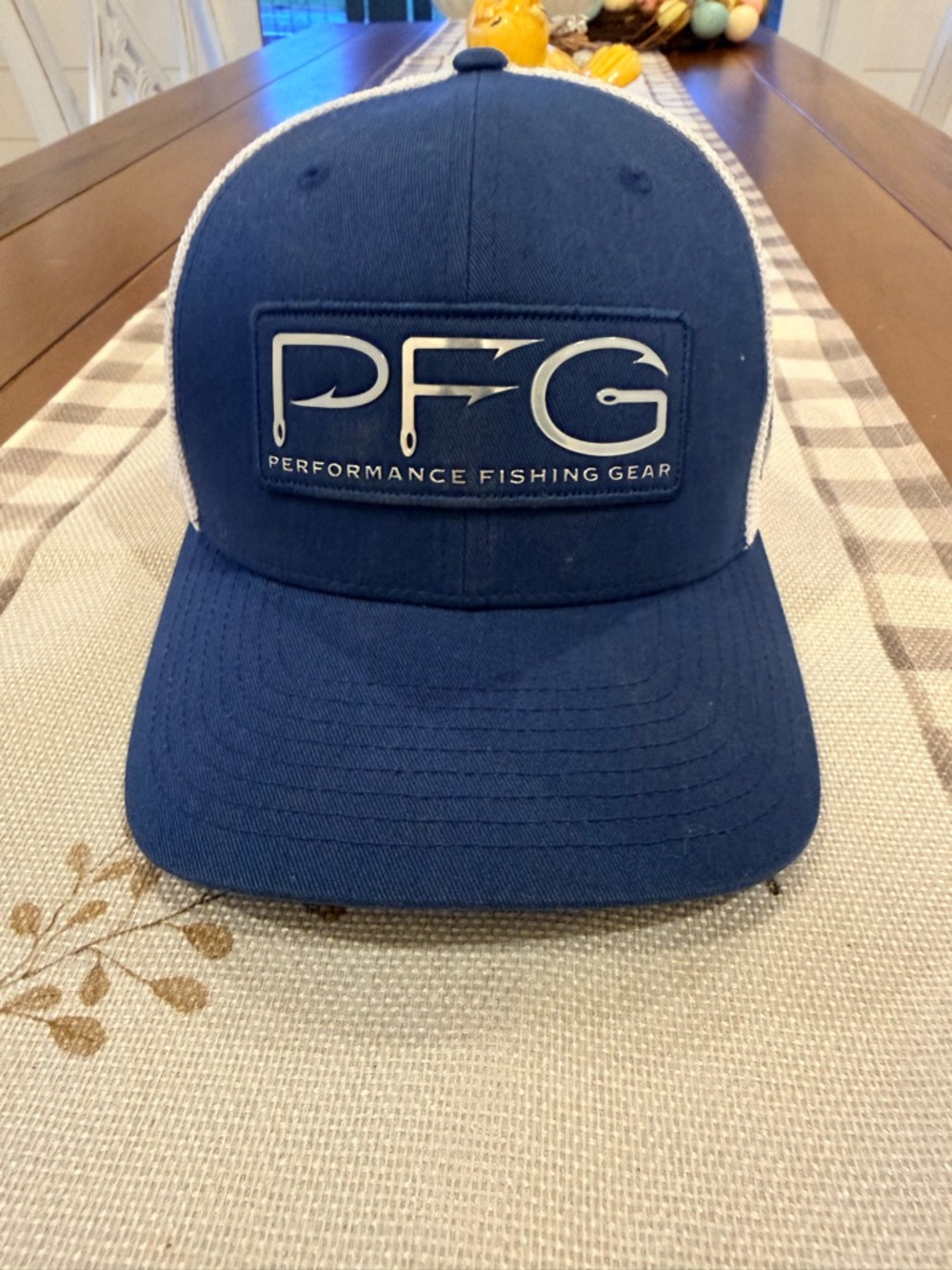 Columbia PFG Mesh Back Hat in Navy and White